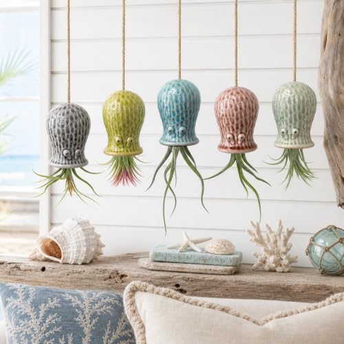 Ceramic Octopus Hanging Air Plant Holder Set of 5 Tillandsia Holder - Image 5