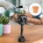 Skull Planter Spine Gothic Vase - Black Skull Candy Bowl, Horror 11.6" Halloween Flower Vase Goth Decor, Spooky Home Decor Skeleton Planter Pot, Candle Holder, Spooky Gifts For Women, Men, Girlfriend. - Image 7
