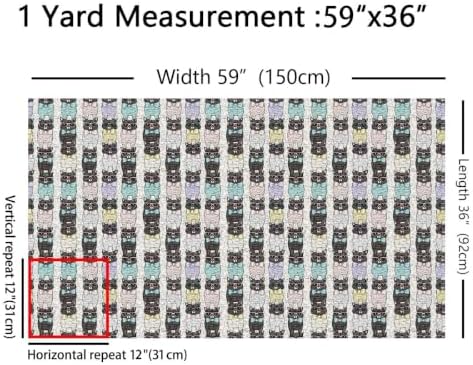 Cat Fabric By The Yard, Cartoon Animal Upholstery Fabric for Chairs, Cute Pet Decorative Fabric, Colorful Glasses Indoor Outdoor Fabric, Gift Funny Education Waterproof Fabric, 3 Yards - Image 5