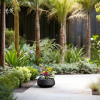 Kante Small Round Shallow Black Concrete Planter 12.5" Dia, Outdoor - Image 5