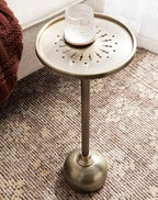 Kate and Laurel Miki Modern Pedestal Drink Table; 10 x 10 x 23; Antique Brass; Decorative Accent Patio Table for Use as Plant Stand Indoors or Outdoors or as a Living Room Martini Table - Image 5