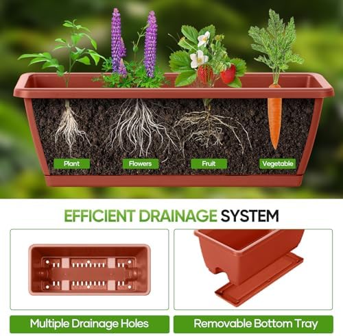 CADUKE Raised Garden Bed, Garden Raised Planter Box with Legs, 32" Elevated Vegetable Garden Beds with Drainage Holes & Trellis, Herb Garden Planter Outdoor for Vegetables, Balcony, Red - Image 3