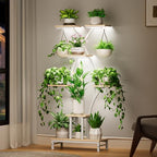 Plant Stand Indoor with Grow Lights - 7 Tiered Metal Corner Shelf for Multiple Plants, 64.2" Corner Plant Stand for Indoor Plants, X-Shaped Plant Rack for Home, Living Room, Office & Patio Decor - Image 2