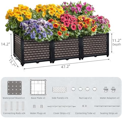 Large Planters for Outdoor Plants 14" Tall Planter Box, 47.2"L x 15.7"W - Image 5