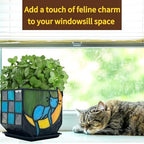 Tiffany Stained Glass Unique Moon Sleeping Blue Cat Planter,Indoor Plant Pots with Drainage,Cute Cat Planter Pots,Decorative Plant Pots, Dried Flowers Pot,Cute Gardening Gifts - Image 6