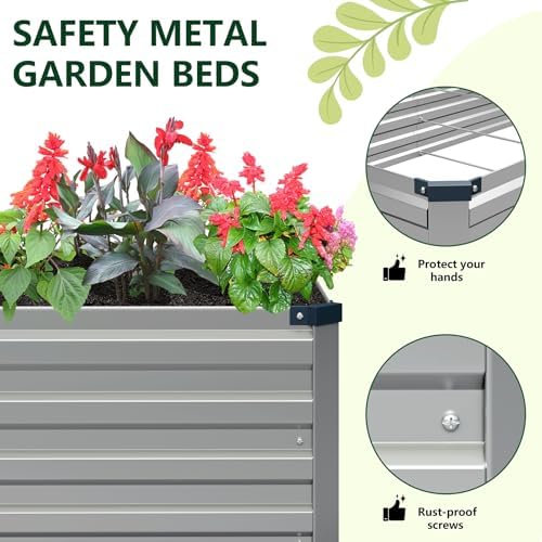 Vengarus 2PCS 12x4x1ft Galvanized Raised Garden Beds Kit,Planter Box Silver - Image 3