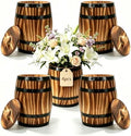 Sunmuliiiy4Pcs Wood Wine Barrel Vase 8" x 6.5" Rustic Wooden Flower Vase Rustic Barrel Barrel Planter for Wedding Reception Table Decoration Home Indoor Outdoor Garden, Kitchen, Party Table Decoration by Unknown