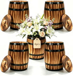 Sunmuliiiy4Pcs Wood Wine Barrel Vase 8" x 6.5" Rustic Wooden Flower Vase Rustic Barrel Barrel Planter for Wedding Reception Table Decoration Home Indoor Outdoor Garden, Kitchen, Party Table Decoration by Unknown