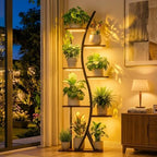 56" Plant Stand Indoor with Grow Lights, 7 Tiered Tall Metal Plant Shelf - Image 5