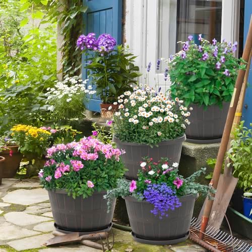 Quarut 4 Pack 14 Inch Large Plastic-Flower-Pots-for-Indoor-Outdoor-Plants - Image 6