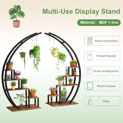 GarveeLife Plant Stand Indoor 5 Tier, Metal Half Moon Plant Shelf 2 Pack - Image 3