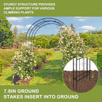 Outvita 7FT Black Metal Garden Arch Arbor with Gate - Image 6