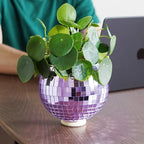 Bubblegum Stuff Disco Ball Hanging Planter: Lilac Edition - Hanging Planters for Indoor Plants - Spherical Shaped Plant Pots with Mirrored Exterior - Available in 6-inch Size - Image 4