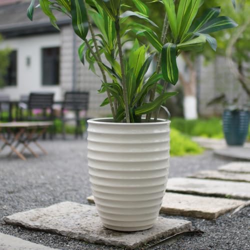 17" Ceramic Planter, 17 Inch, Milk White by Noeko