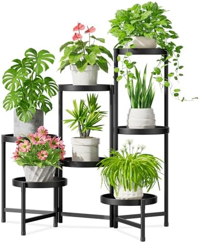 iDavosic.ly 7 Tier Large Plant Stand Indoor Outdoor, 10 In Wide Tray, Black by iDavosicly