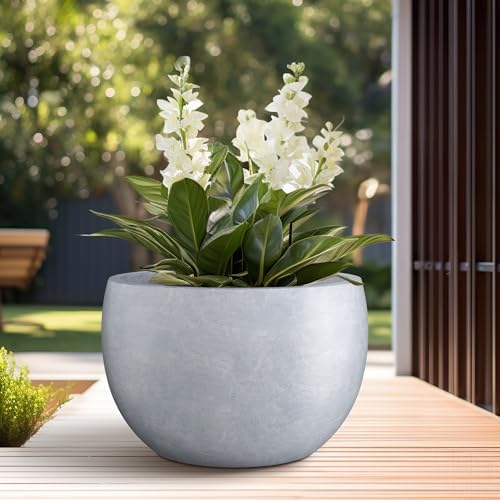 Kante Blue Gray Concrete Planter 20" Dia All-Weather Round Large Pot - Image 5