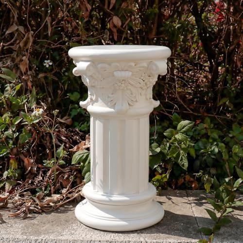 White Roman Column Pedestal Stand - Decorative Pillar Pedestal for Plant Display and Home Decoration, Resin, 16" Tall - Image 4