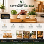 Wooden Indoor Herb Garden Kit with LED Grow Light - Modern Countertop Planter for Kitchen Decor, Unique Gardening Gift for Women & Beginners, 3 Pot Indoor Planting Starter Set - Image 7