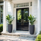 Kante 24 Inch Tall Concrete Planter, Outdoor Indoor Large Plant Pots with Drainage Hole and Rubber Plug for Home Garden Patio Porch Textured Charcoal - Image 3