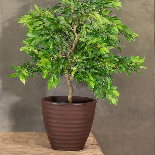 Sunnydaze Ribbed 16-Inch Double-Walled Outdoor Plant Pot - Rust - Image 5