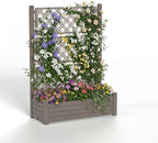 Elevated Raised Garden Bed with Trellis,Resin Planter Boxes Outdoor for Backyard Balcony,Large Patio Planter Box for Herbs Flowers Vegetables(Grey) by ASKPASS