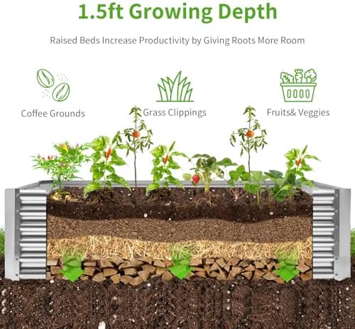Land Guard Metal Raised Garden Bed for Gardening, 8x4x1.5ft Galvanized Raised Garden Bed, Planter Boxes Outdoor for Vegetables, Fruits and Flowers (Silver) - Image 3
