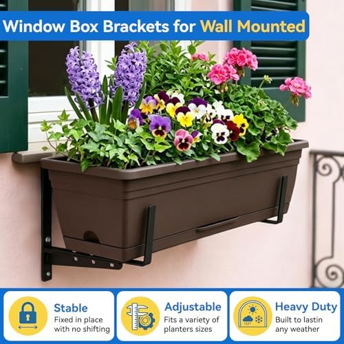 Halatool Window Box Brackets Outdoor, 4Pack Adjustable Planter Box Brackets - Image 3