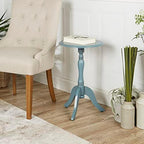 Decor Therapy Simplify Round Pedestal Accent Table, 24" x 15" x 15", Antique Arctic Blue - Image 2