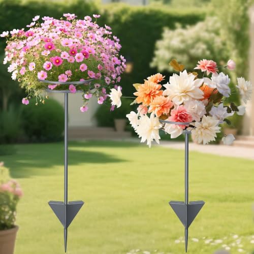 Tellingyou 2 Pack Adjustable Outdoor Flower Pot Stand, Plant Stands(Grey) - Image 2