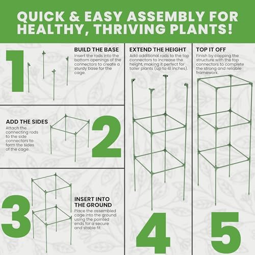 6 Pack 41" Square Tomato Cages for Garden - Large Tomato Trellis Stakes - Image 7