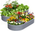 Galvanized Raised Garden Bed, 2 Pack 6x3x1ft Oval Metal Planter Box by TramullMakeGrowingSimple