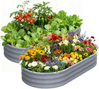 Galvanized Raised Garden Bed, 2 Pack 6x3x1ft Oval Metal Planter Box by TramullMakeGrowingSimple