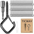 2.36IN Ceiling Screw Hooks for Hanging Plants, Safety Buckle, 80 Pcs by Ticway