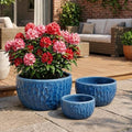 15" Large Ceramic Plant Pots Set of 3, Glazed Ceramic Flower Pot, Lake Blue by Unknown
