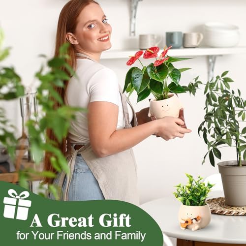 4 Pack Smile Face Planter Pot Small Hanging Swinging Planter Cute Holder for Indoor Outdoor Plants Funny Swing Gifts for Mother's Day Birthday Christmas - Image 5