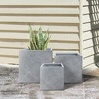 Kante 16",12",10" Square Concrete Planters Set of 3 for Outdoor Indoor Home Patio Garden, Large Plant Pot with Drainage Hole and Rubber Plug, Slate Gray - Image 4