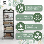 CAPHAUS Bookshelf, 5-Tier Ladder Shelf, Floor Bookcase with Bamboo Frame,Freestanding Storage Shelves Display Shelf, for Living Room,Home Office,Bedroom,Kitchen,Bathroom,Plant Stand,White - Image 4