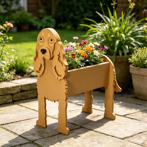 Animal PVC Flower Pot, Coker Spaniel Shaped Succulent Planter Flower Holder for Garden Patio Balcony Window Sill, for Birthday Pet Lovers, 36x22cm(14x9in) - Image 2
