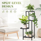 4 Tier Plant Stand Indoor Outdoor, Metal Shelf Holder Corner Black - Image 4