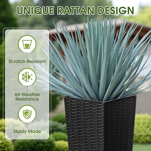Devoko Resin 23.6'' Tall Planters, Large Taper Outdoor Planter - Image 2