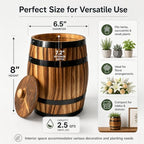 Sunmuliiiy2Pcs Wood Wine Barrel Vase 8" x 6.5" Rustic Wooden Flower Vase Rustic Barrel Barrel Planter for Wedding Reception Table Decoration Home Indoor Outdoor Garden, Kitchen, Party Table Decoration - Image 2