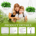 12 Inch Hanging Baskets 2 PC with Chains, Self-Watering Hanging Planters for Indoor Outdoor Plants, Plastic Hanging Flower Pots,Speckled White - Image 3