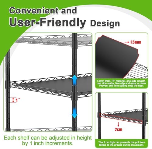 5-Tier Greenhouse with Grow Light, Shelf Height Adjustable Metal Shelf - Image 3