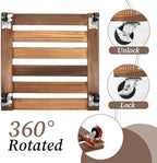 2 Pack 16 Inch Wooden Rolling Plant Stand with Lockable Wheels Heavy Duty Square Plant Dolly Pot Risers Roller Base for Indoor Outdoor Planters - Image 5