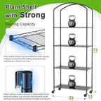 4-Tier Greenhouse with Wheels, Height-Adjustable Shelves Metal Plant Shelf - Image 2