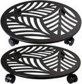 2 Packs 16" Extra-Large Metal Plant Caddy with Wheels Heavy-Duty Iron Rolling Wheeled Plant Stands Indoor Outdoor Wheeled Plant Dolly Coaster Planter Mover Rollers Base, Leaf Style by Planterhoma