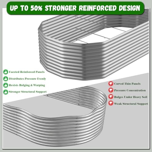 Raised Garden Bed Outdoor Upgrade Oval, 2 Pack Tall 8x4FT Galvanized Steel Raised Beds for Gardening, Above Ground Garden Bed Corrugated Metal for Vegetables and Flowers - Image 2