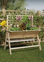 GarveeHome 52x30x54 in Raised Garden Bed with Legs, Elevated Wooden Raised Planter Box with Vine Climbing Trellis Outdoor Standing Growing Bed for Growing Vegetables Flowers Herbs - Image 2