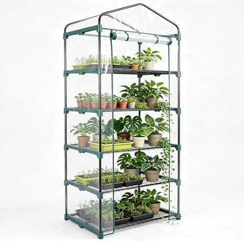 KOL 27x19x76 in PVC Cover 5-Tier Mini Greenhouse, Indoor Outdoor by KOL