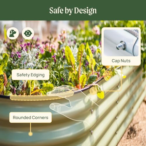 Vego garden 32" Tall 42" Round Raised Garden Bed Raised Bed Planter Box for Vegetables Flowers Patio-Pearl White - Image 5